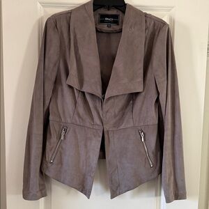 BNCI by Blanc Nior Faux Suede Taupe/Grey Open-Front Jacket